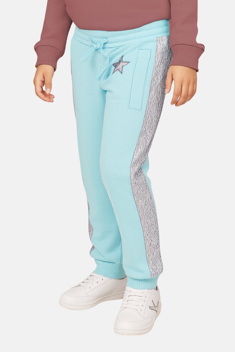 Hamleys Toddlers Girl Metallic Jogger Pants, Turquoise - Image 1